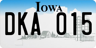 IA license plate DKA015