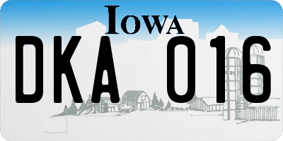 IA license plate DKA016