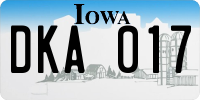 IA license plate DKA017
