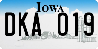 IA license plate DKA019