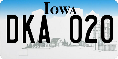 IA license plate DKA020