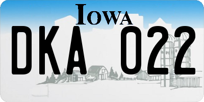 IA license plate DKA022