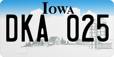 IA license plate DKA025