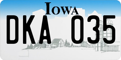 IA license plate DKA035