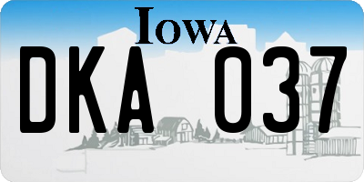IA license plate DKA037