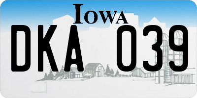 IA license plate DKA039