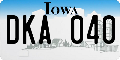 IA license plate DKA040