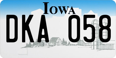 IA license plate DKA058