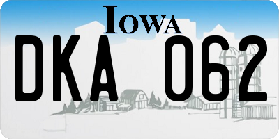 IA license plate DKA062
