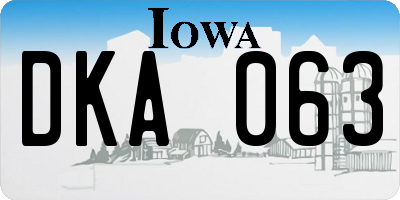 IA license plate DKA063