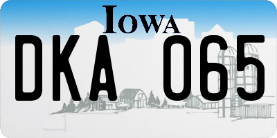IA license plate DKA065