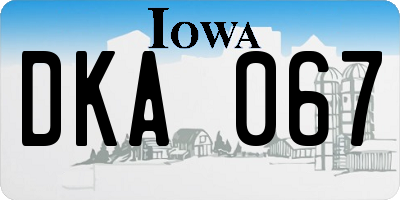 IA license plate DKA067