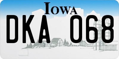 IA license plate DKA068