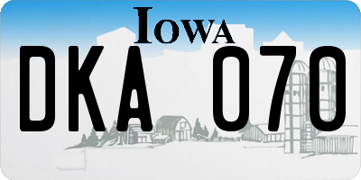 IA license plate DKA070