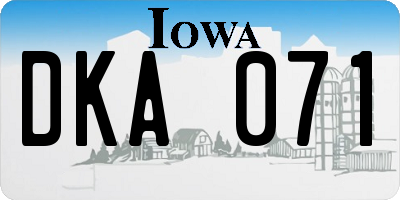 IA license plate DKA071