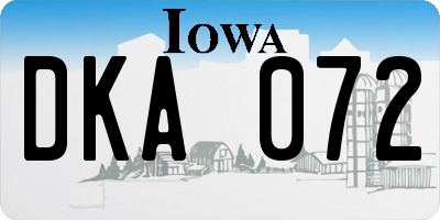 IA license plate DKA072