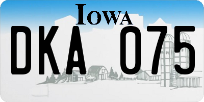 IA license plate DKA075