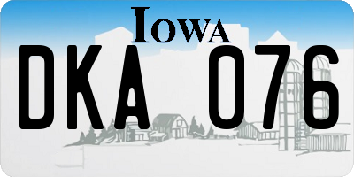 IA license plate DKA076