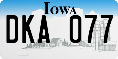 IA license plate DKA077