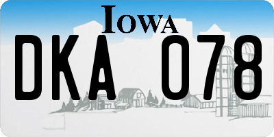 IA license plate DKA078