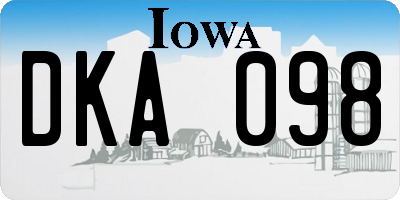 IA license plate DKA098