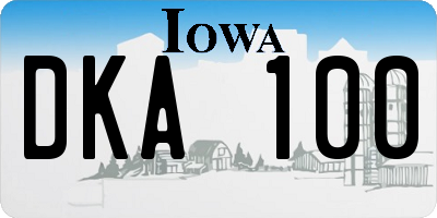 IA license plate DKA100