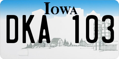 IA license plate DKA103