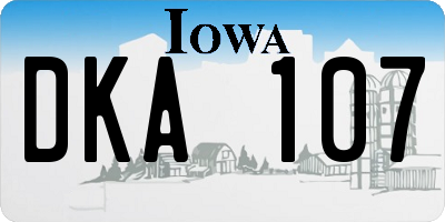 IA license plate DKA107