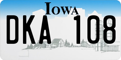 IA license plate DKA108