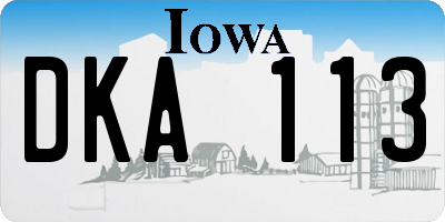 IA license plate DKA113