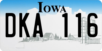 IA license plate DKA116