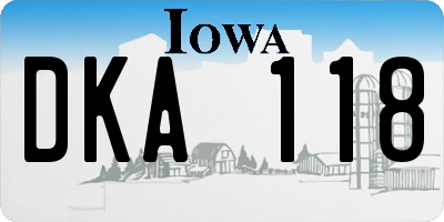 IA license plate DKA118