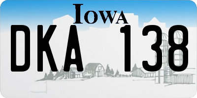 IA license plate DKA138