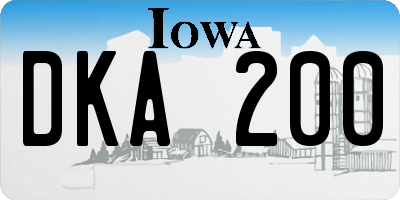 IA license plate DKA200