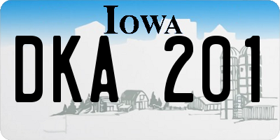IA license plate DKA201