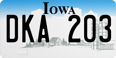 IA license plate DKA203