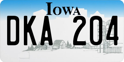 IA license plate DKA204