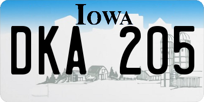 IA license plate DKA205