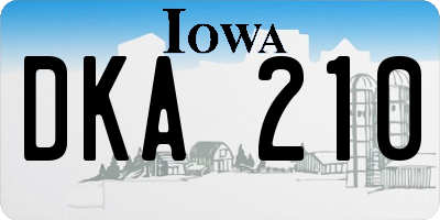 IA license plate DKA210