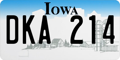 IA license plate DKA214