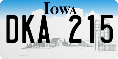 IA license plate DKA215