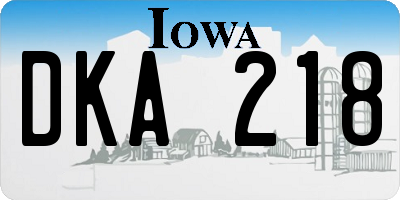 IA license plate DKA218