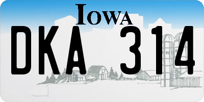 IA license plate DKA314
