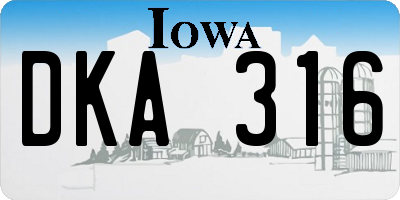 IA license plate DKA316