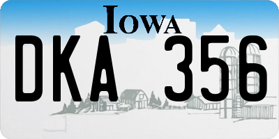 IA license plate DKA356