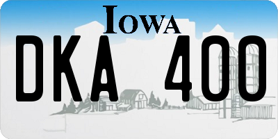 IA license plate DKA400