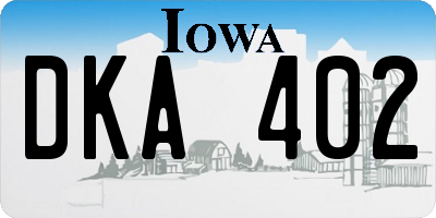IA license plate DKA402