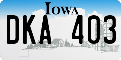 IA license plate DKA403