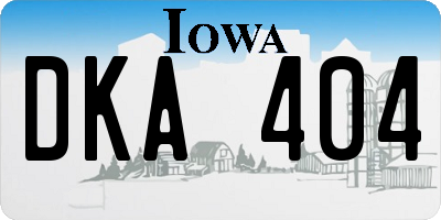 IA license plate DKA404