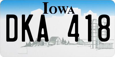 IA license plate DKA418